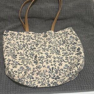 Sonoma Blue and Cream Floral Tote Bag